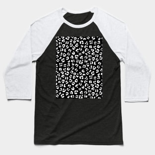 Black and White Leopard Spots Print Baseball T-Shirt